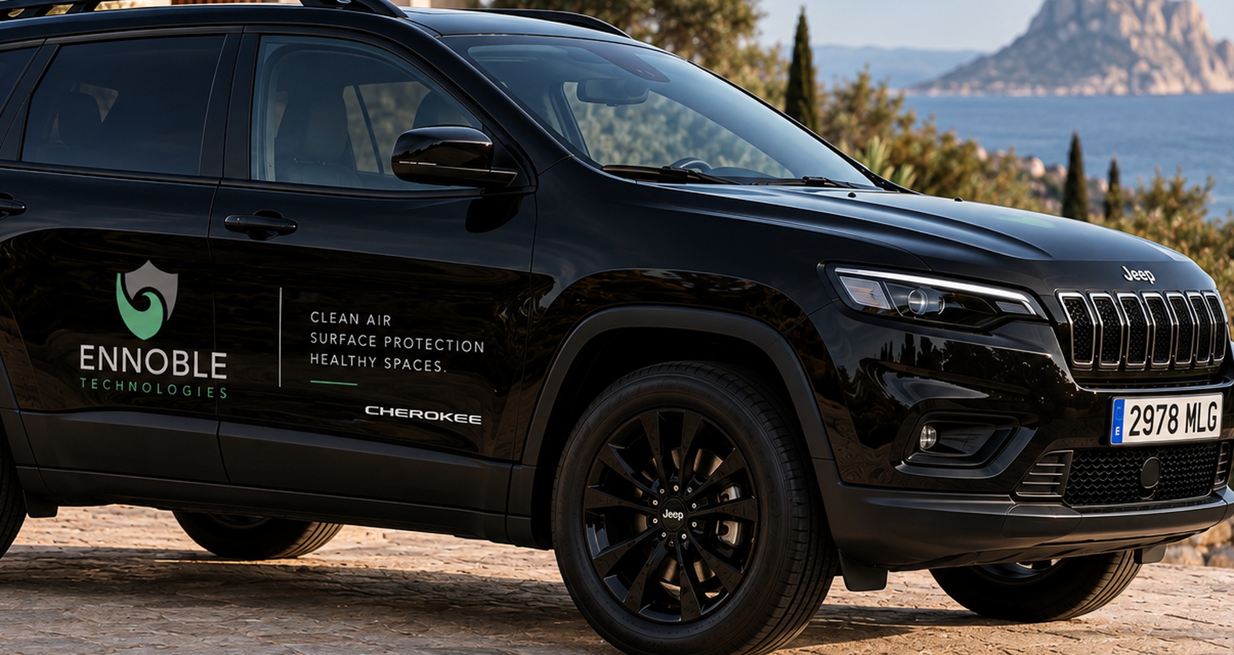 Car Air Care · zwarte Jeep en automotive air care